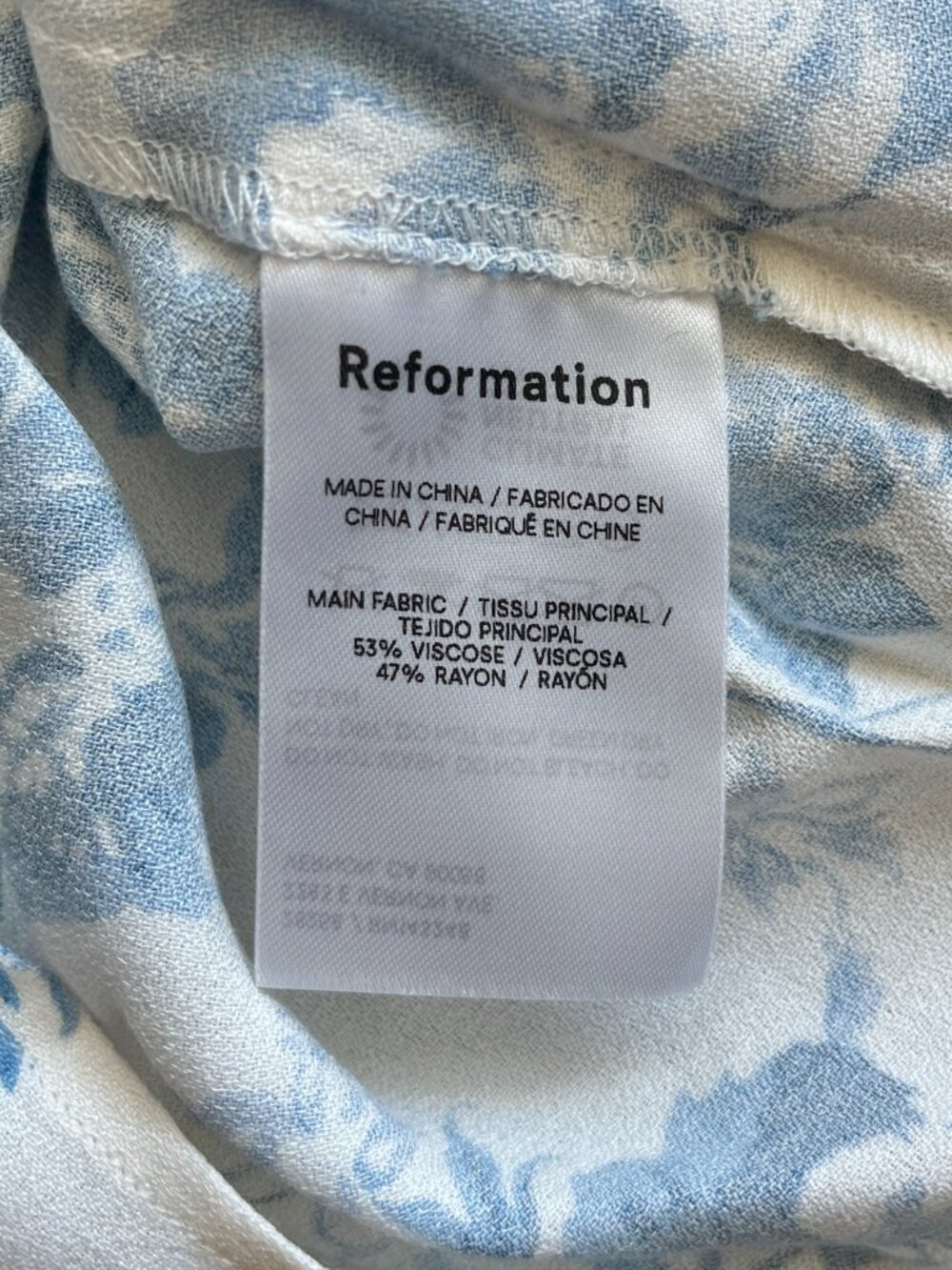 Reformation Brittney Floral Mini Dress Blue White Size 8 Short Puff Sleeve - Picture 4 of 8